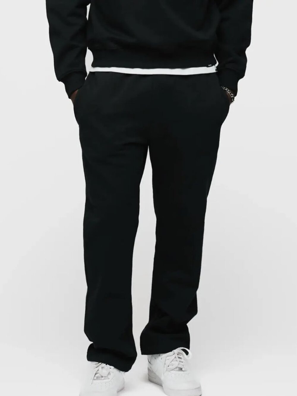 Hours Collection Open Bottom Heavyweight Fleece Sweatpants Black | Size S